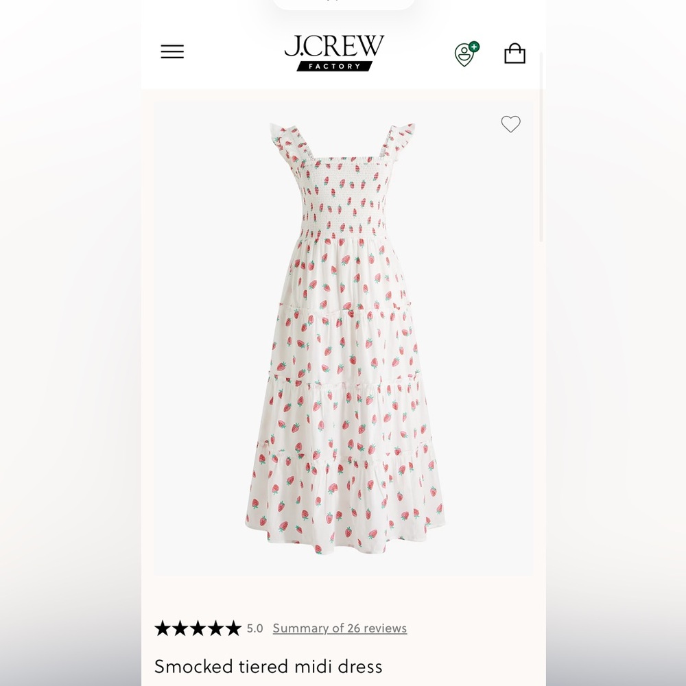 J. Crew Factory White Maxi Dress with Pink Strawberry Print